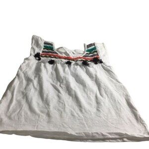 Takara Girls Aztec T-shirt White/Multicolored Fringe SZ S